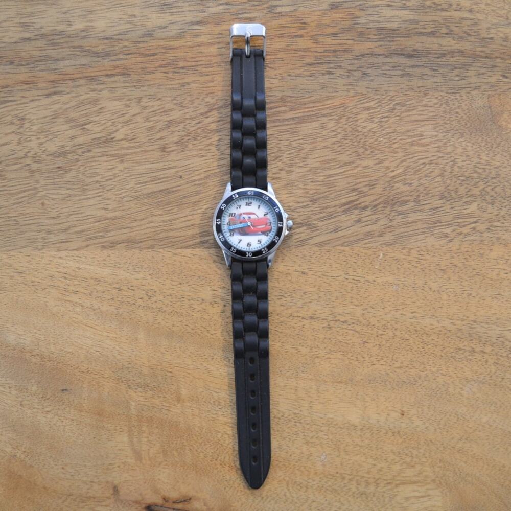 Disney Pixar Cars Lightning McQueen Watch Black Rubber Strap